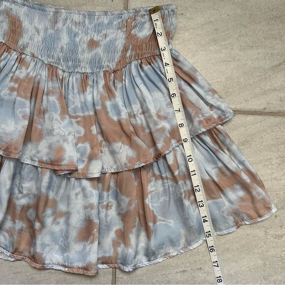 Shop Sofia Made In Italy Smocked Tiered Tie-Dye Boho Ruffle Skirt $110 MSRP OS - Picture 8 of 8